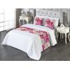 Ambesonne Floral Bed Runner Set, Valentine’s Day Concept Art Pastel Repetitive Roses Pattern Plot, Decorative Bedding Scarf and a Pillow Sham for Hotels Homes, Twin, Dark Pink Blush and White(Eggshell Magenta Pink)