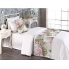 Ambesonne Floral Bed Runner Set, Valentine’s Day Theme Flowers Vintage Botanical Nature Ornament Art, Decorative Bedding Scarf and a Pillow Sham for Hotels Homes, Twin, Dark Coral and Fern Green(Pale Green Rose and Pink)
