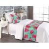 Ambesonne Floral Bed Runner Set, Valentine’s Day Theme Flowers Vintage Botanical Nature Ornament Art, Decorative Bedding Scarf and a Pillow Sham for Hotels Homes, Twin, Dark Coral and Fern Green(Dark Coral and Cadet Blue)
