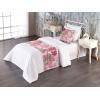 Ambesonne Floral Bed Runner Set, Valentine’s Day Theme Flowers Vintage Botanical Nature Ornament Art, Decorative Bedding Scarf and a Pillow Sham for Hotels Homes, Twin, Dark Coral and Fern Green(Pistachio Green and Pale Rose)