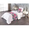 Ambesonne Floral Bed Runner Set, Valentine’s Day Theme Flowers Vintage Botanical Nature Ornament Art, Decorative Bedding Scarf and a Pillow Sham for Hotels Homes, Twin, Dark Coral and Fern Green(Magenta Forest Green Rose)