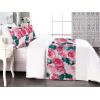 Ambesonne Floral Bed Runner Set, Valentine’s Day Theme Flowers Vintage Botanical Nature Ornament Art, Decorative Bedding Scarf and a Pillow Sham for Hotels Homes, Twin, Dark Coral and Fern Green(Magenta Forest Green Rose)
