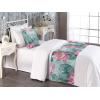 Ambesonne Floral Bed Runner Set, Valentine’s Day Theme Flowers Vintage Botanical Nature Ornament Art, Decorative Bedding Scarf and a Pillow Sham for Hotels Homes, Twin, Dark Coral and Fern Green(Soft Pink and Petrol Blue)