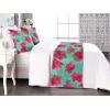 Ambesonne Floral Bed Runner Set, Valentine’s Day Theme Flowers Vintage Botanical Nature Ornament Art, Decorative Bedding Scarf and a Pillow Sham for Hotels Homes, Twin, Dark Coral and Fern Green(Dark Coral and Cadet Blue)