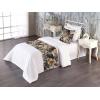 Ambesonne Floral Bed Runner Set, Valentine’s Day Theme Flowers Vintage Botanical Nature Ornament Art, Decorative Bedding Scarf and a Pillow Sham for Hotels Homes, Twin, Dark Coral and Fern Green(Warm Taupe and Dark Grey)