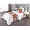 Ambesonne Floral Bed Runner Set, Valentine’s Day Theme Flowers Vintage Botanical Nature Ornament Art, Decorative Bedding Scarf and a Pillow Sham for Hotels Homes, Twin, Dark Coral and Fern Green(Scarlet and Reseda Green)