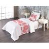 Ambesonne Floral Bed Runner Set, Valentine’s Day Theme Flowers Vintage Botanical Nature Ornament Art, Decorative Bedding Scarf and a Pillow Sham for Hotels Homes, Twin, Dark Coral and Fern Green(Pastel Pink and White)