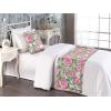 Ambesonne Floral Bed Runner Set, Valentine’s Day Theme Flowers Vintage Botanical Nature Ornament Art, Decorative Bedding Scarf and a Pillow Sham for Hotels Homes, Twin, Dark Coral and Fern Green(Hot Pink Khaki Green)