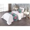 Ambesonne Floral Bed Runner Set, Valentine’s Day Theme Flowers Vintage Botanical Nature Ornament Art, Decorative Bedding Scarf and a Pillow Sham for Hotels Homes, Twin, Dark Coral and Fern Green(Soft Pink and Petrol Blue)
