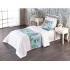 Ambesonne Floral Bed Runner Set, Valentine’s Day Theme Flowers Vintage Botanical Nature Ornament Art, Decorative Bedding Scarf and a Pillow Sham for Hotels Homes, Twin, Dark Coral and Fern Green(Pale Azure Blue Emerald)