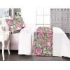 Ambesonne Floral Bed Runner Set, Valentine’s Day Theme Flowers Vintage Botanical Nature Ornament Art, Decorative Bedding Scarf and a Pillow Sham for Hotels Homes, Twin, Dark Coral and Fern Green(Hot Pink Khaki Green)