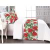 Ambesonne Floral Bed Runner Set, Valentine’s Day Theme Flowers Vintage Botanical Nature Ornament Art, Decorative Bedding Scarf and a Pillow Sham for Hotels Homes, Twin, Dark Coral and Fern Green(Scarlet and Reseda Green)