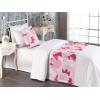 Ambesonne Floral Bed Runner Set, Valentine’s Day Theme Flowers Vintage Botanical Nature Ornament Art, Decorative Bedding Scarf and a Pillow Sham for Hotels Homes, Twin, Dark Coral and Fern Green(Dark Pink White and Blush)