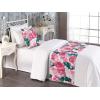 Ambesonne Floral Bed Runner Set, Valentine’s Day Theme Flowers Vintage Botanical Nature Ornament Art, Decorative Bedding Scarf and a Pillow Sham for Hotels Homes, Twin, Dark Coral and Fern Green(Magenta Forest Green Rose)