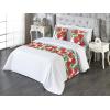 Ambesonne Floral Bed Runner Set, Valentine’s Day Theme Flowers Vintage Botanical Nature Ornament Art, Decorative Bedding Scarf and a Pillow Sham for Hotels Homes, Twin, Dark Coral and Fern Green(Scarlet and Reseda Green)