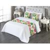 Ambesonne Floral Bed Runner Set, Valentine’s Day Theme Flowers Vintage Botanical Nature Ornament Art, Decorative Bedding Scarf and a Pillow Sham for Hotels Homes, Twin, Dark Coral and Fern Green(Apple Green and Pastel Pink)