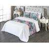 Ambesonne Floral Bed Runner Set, Valentine’s Day Theme Flowers Vintage Botanical Nature Ornament Art, Decorative Bedding Scarf and a Pillow Sham for Hotels Homes, Twin, Dark Coral and Fern Green(Soft Pink and Petrol Blue)