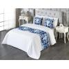 Ambesonne Floral Bed Runner Set, Valentine’s Day Theme Grunge Style Repetitive Rose Flowers Abstract, Decorative Bedding Scarf and 2 Pillow Shams for Hotels Homes, King, Pale Fuchsia and Sepia(Dark Violet Blue and White)