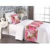 Ambesonne Floral Bed Runner Set, Valentine’s Day Theme Grunge Style Repetitive Rose Flowers Abstract, Decorative Bedding Scarf and 2 Pillow Shams for Hotels Homes, King, Pale Fuchsia and Sepia(Dark Coral Khaki Green)