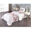 Ambesonne Floral Bed Runner Set, Valentine’s Day Theme Grunge Style Repetitive Rose Flowers Abstract, Decorative Bedding Scarf and 2 Pillow Shams for Hotels Homes, King, Pale Fuchsia and Sepia(Pastel Pink and Sage Green)