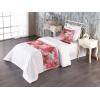 Ambesonne Floral Bed Runner Set, Valentine’s Day Theme Grunge Style Repetitive Rose Flowers Abstract, Decorative Bedding Scarf and 2 Pillow Shams for Hotels Homes, King, Pale Fuchsia and Sepia(Dark Coral Khaki Green)