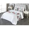 Ambesonne Floral Bed Runner Set, Valentine’s Day Theme Grunge Style Repetitive Rose Flowers Abstract, Decorative Bedding Scarf and 2 Pillow Shams for Hotels Homes, King, Pale Fuchsia and Sepia(Pistachio Green and Ruby)
