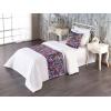 Ambesonne Floral Bed Runner Set, Valentine’s Day Theme Grunge Style Repetitive Rose Flowers Abstract, Decorative Bedding Scarf and 2 Pillow Shams for Hotels Homes, King, Pale Fuchsia and Sepia(Pale Purple and Sage Green)