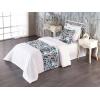 Ambesonne Floral Bed Runner Set, Valentine’s Day Theme Grunge Style Repetitive Rose Flowers Abstract, Decorative Bedding Scarf and 2 Pillow Shams for Hotels Homes, King, Pale Fuchsia and Sepia(Maroon and Dark Blue Grey)