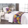 Ambesonne Floral Bed Runner Set, Valentine’s Day Theme Grunge Style Repetitive Rose Flowers Abstract, Decorative Bedding Scarf and 2 Pillow Shams for Hotels Homes, King, Pale Fuchsia and Sepia(Earth Yellow and Hot Pink)