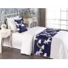 Ambesonne Floral Bed Runner Set, Valentine’s Day Theme Grunge Style Repetitive Rose Flowers Abstract, Decorative Bedding Scarf and 2 Pillow Shams for Hotels Homes, King, Pale Fuchsia and Sepia(Navy Blue and Pale Seafoam)