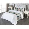 Ambesonne Floral Bed Runner Set, Valentine’s Day Theme Grunge Style Repetitive Rose Flowers Abstract, Decorative Bedding Scarf and 2 Pillow Shams for Hotels Homes, King, Pale Fuchsia and Sepia(Dark Pink and Pale Teal)