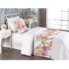 Ambesonne Floral Bed Runner Set, Valentine’s Day Theme Grunge Style Repetitive Rose Flowers Abstract, Decorative Bedding Scarf and 2 Pillow Shams for Hotels Homes, King, Pale Fuchsia and Sepia(Raspberry and Pistachio Green)