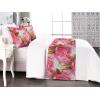 Ambesonne Floral Bed Runner Set, Valentine’s Day Theme Grunge Style Repetitive Rose Flowers Abstract, Decorative Bedding Scarf and 2 Pillow Shams for Hotels Homes, King, Pale Fuchsia and Sepia(Dark Coral Khaki Green)