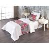 Ambesonne Floral Bed Runner Set, Valentine’s Day Theme Grunge Style Repetitive Rose Flowers Abstract, Decorative Bedding Scarf and 2 Pillow Shams for Hotels Homes, King, Pale Fuchsia and Sepia(Dark Coral and Slate Blue)