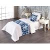 Ambesonne Floral Bed Runner Set, Valentine’s Day Theme Grunge Style Repetitive Rose Flowers Abstract, Decorative Bedding Scarf and 2 Pillow Shams for Hotels Homes, King, Pale Fuchsia and Sepia(Dark Violet Blue and White)