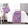Ambesonne Floral Bed Runner Set, Valentine’s Day Theme Grunge Style Repetitive Rose Flowers Abstract, Decorative Bedding Scarf and 2 Pillow Shams for Hotels Homes, King, Pale Fuchsia and Sepia(Hot Pink and Night Blue)