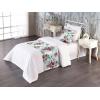 Ambesonne Floral Bed Runner Set, Valentine’s Day Theme Grunge Style Repetitive Rose Flowers Abstract, Decorative Bedding Scarf and 2 Pillow Shams for Hotels Homes, King, Pale Fuchsia and Sepia(Pistachio Green and Ruby)