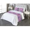 Ambesonne Floral Bed Runner Set, Valentine’s Day Theme Grunge Style Repetitive Rose Flowers Abstract, Decorative Bedding Scarf and 2 Pillow Shams for Hotels Homes, King, Pale Fuchsia and Sepia(Hot Pink and Night Blue)