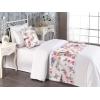 Ambesonne Floral Bed Runner Set, Valentine’s Day Theme Grunge Style Repetitive Rose Flowers Abstract, Decorative Bedding Scarf and 2 Pillow Shams for Hotels Homes, King, Pale Fuchsia and Sepia(Pastel Pink and Sage Green)