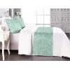 Ambesonne Floral Bed Runner Set, Valentine’s Day Theme Vintage Style Romantic Roses Pattern Plot, Decorative Bedding Scarf and a Pillow Sham for Hotels Homes, Twin, Dark Fuchsia and Slate Blue(Pistachio Green Seafoam)