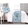 Ambesonne Floral Bed Runner Set, Valentine’s Day Theme Vintage Style Romantic Roses Pattern Plot, Decorative Bedding Scarf and a Pillow Sham for Hotels Homes, Twin, Dark Fuchsia and Slate Blue(Pale Sky Blue Grey and White)
