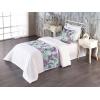 Ambesonne Floral Bed Runner Set, Valentine’s Day Theme Vintage Style Romantic Roses Pattern Plot, Decorative Bedding Scarf and a Pillow Sham for Hotels Homes, Twin, Dark Fuchsia and Slate Blue(Pale Purple Grey Teal)