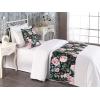 Ambesonne Floral Bed Runner Set, Valentine’s Day Theme Vintage Style Romantic Roses Pattern Plot, Decorative Bedding Scarf and a Pillow Sham for Hotels Homes, Twin, Dark Fuchsia and Slate Blue(Soft Pink and Hunter Green)