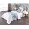 Ambesonne Floral Bed Runner Set, Valentine’s Day Theme Vintage Style Romantic Roses Pattern Plot, Decorative Bedding Scarf and a Pillow Sham for Hotels Homes, Twin, Dark Fuchsia and Slate Blue(Pale Sky Blue Grey and White)