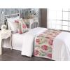 Ambesonne Floral Bed Runner Set, Valentine’s Day Theme Vintage Style Romantic Roses Pattern Plot, Decorative Bedding Scarf and a Pillow Sham for Hotels Homes, Twin, Dark Fuchsia and Slate Blue(Pale Maroon and Lime Green)