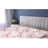Ambesonne Floral Fitted Sheet, Romantic Concept Art Featuring Rose Flowers Hearts Leaves Valentine, Decorative Soft Fabric Bedding All-Round Elastic Pocket, Queen Size, Pastel Pink and Fern Green(Dark Pink and Soft Blue)