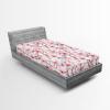 Ambesonne Floral Fitted Sheet, Romantic Concept Art Featuring Rose Flowers Hearts Leaves Valentine, Decorative Soft Fabric Bedding All-Round Elastic Pocket, Queen Size, Pastel Pink and Fern Green(Dark Pink and Soft Blue)