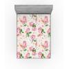 Ambesonne Floral Fitted Sheet, Romantic Concept Art Featuring Rose Flowers Hearts Leaves Valentine, Decorative Soft Fabric Bedding All-Round Elastic Pocket, Queen Size, Pastel Pink and Fern Green(Pastel Pink and Fern Green)