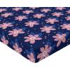 Ambesonne Floral Fitted Sheet, Romantic Concept Art Featuring Rose Flowers Hearts Leaves Valentine, Decorative Soft Fabric Bedding All-Round Elastic Pocket, Queen Size, Pastel Pink and Fern Green(Rose Night Blue and Dark Blue)