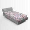 Ambesonne Floral Fitted Sheet, Romantic Concept Art Featuring Rose Flowers Hearts Leaves Valentine, Decorative Soft Fabric Bedding All-Round Elastic Pocket, Queen Size, Pastel Pink and Fern Green(Cinnamon Soft Blue Blush)